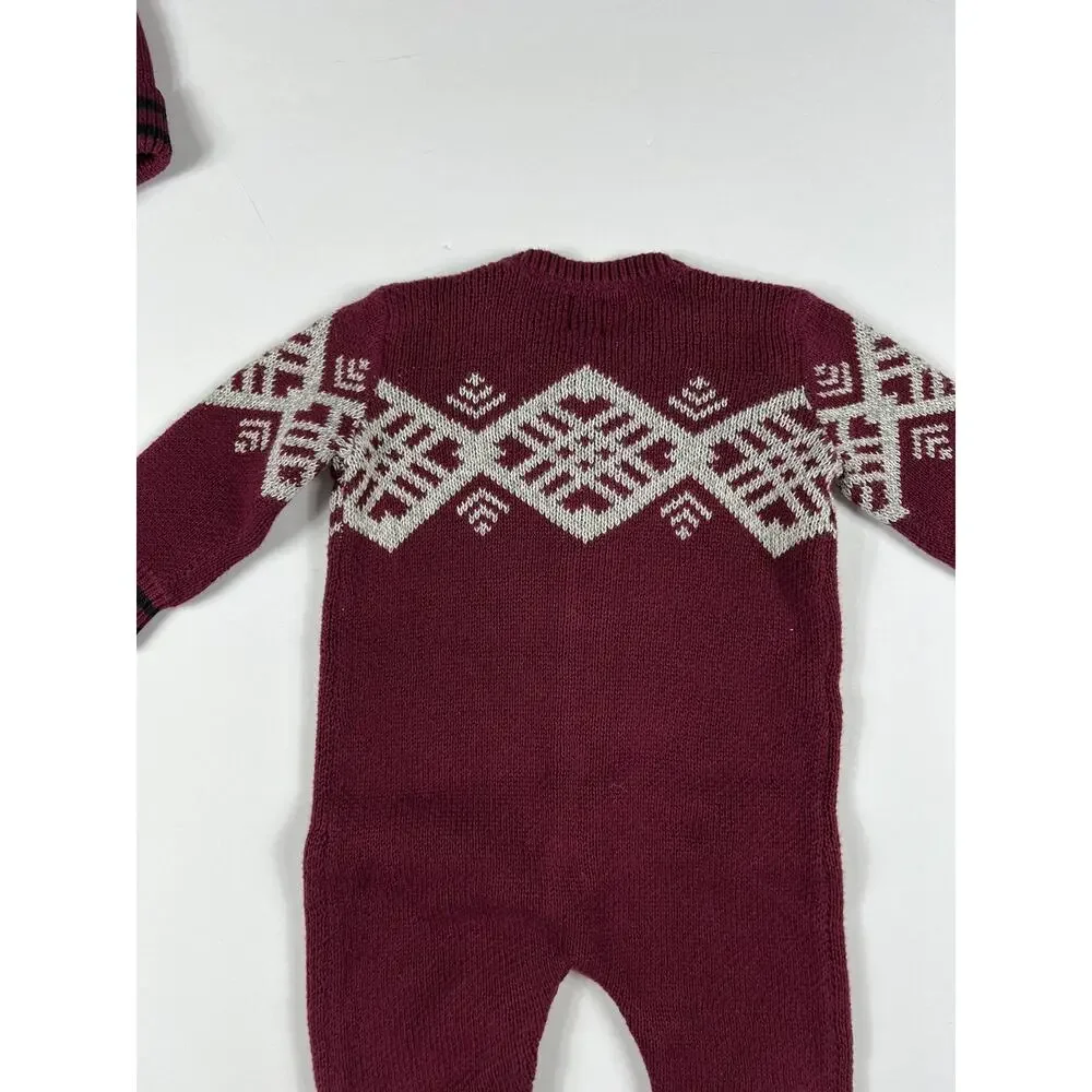 Tea Collection Chimmi Choden Sweater Romper Set Boysenberry 3-6 Months